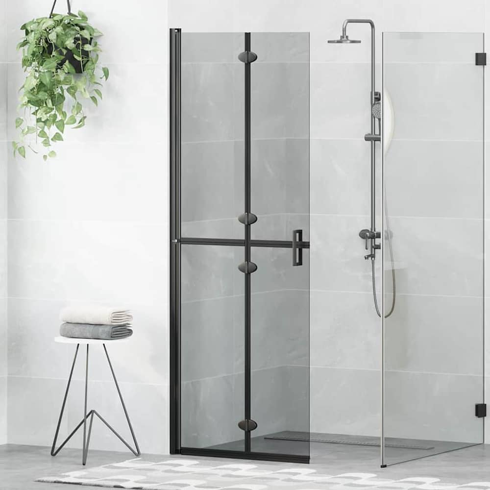 Walk-In Shower Wall Folding Black 70 x 6.5 x 190 cm Black frame/dark Transparent Glass 70 x 190 cm