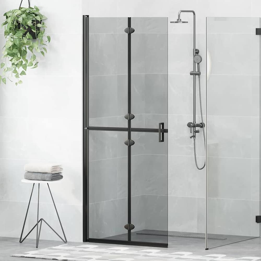 Walk-In Shower Wall Folding Black 70 x 6.5 x 190 cm Black frame/dark Transparent Glass 80 x 190 cm