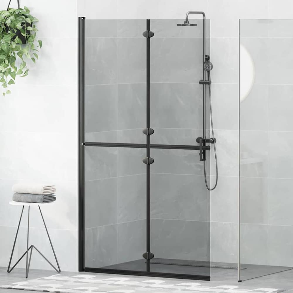 Walk-In Shower Wall Folding Black 70 x 6.5 x 190 cm Black frame/dark Transparent Glass 110 x 190 cm