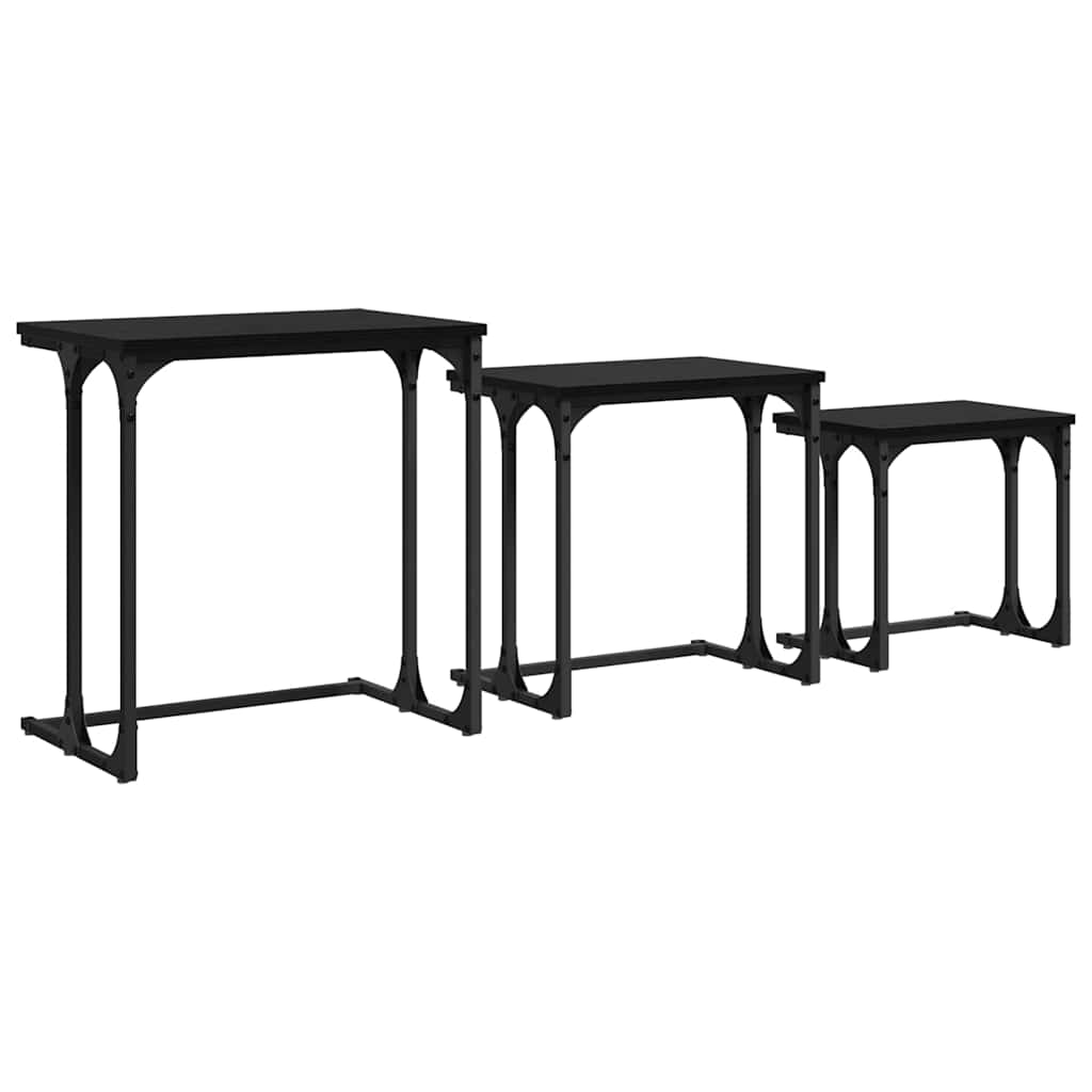 vidaXL Nesting Coffee Table 3 pcs Black oak 50.5 x 35 x 53 cm 2