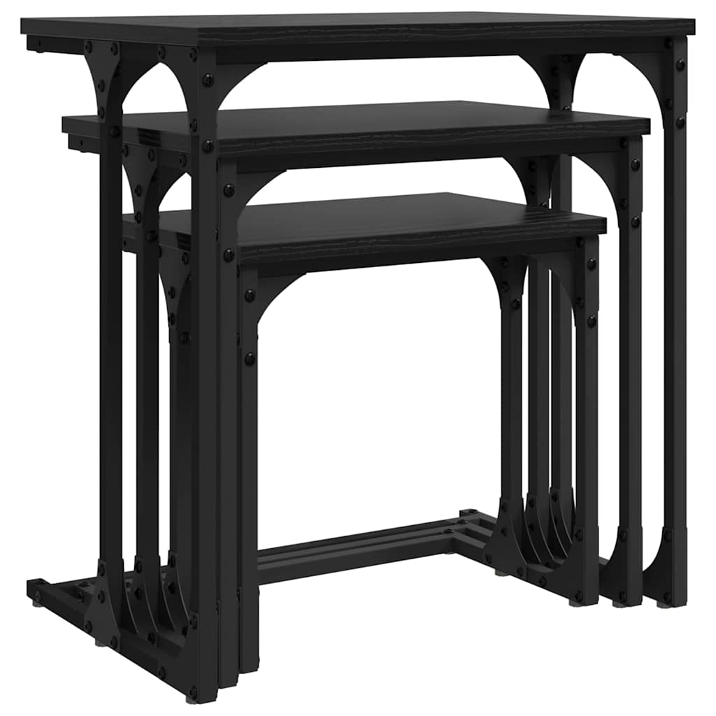 vidaXL Nesting Coffee Table 3 pcs Black oak 50.5 x 35 x 53 cm 5