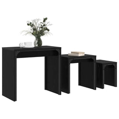 vidaXL Coffee Table 3 pcs Black Oak 60 x 35 x 56 cm Engineered wood 3