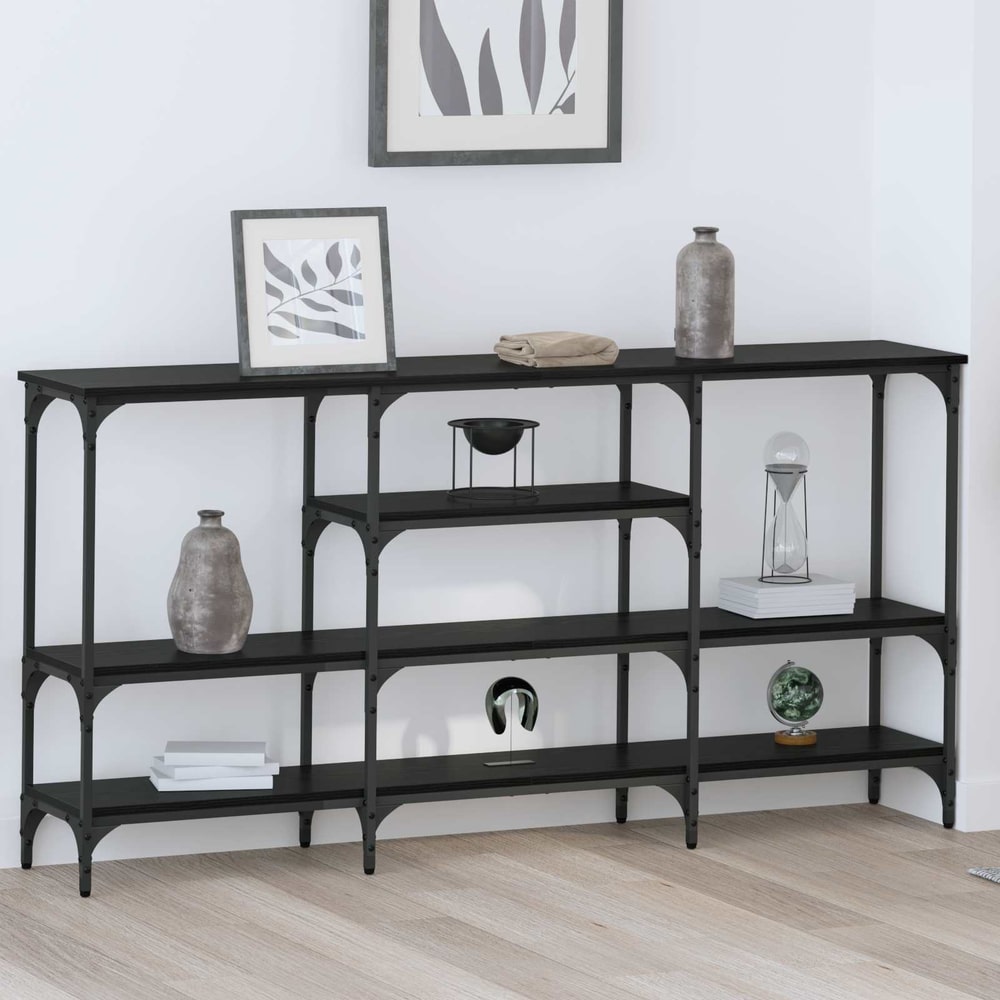 Console Table 160 x 29 x 80 cm Engineered wood Black oak