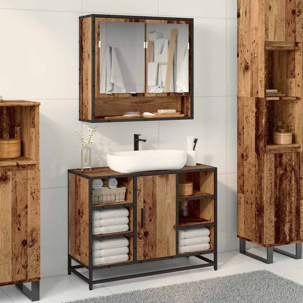 Bathroom Mirror Cabinet 65x20x60 cm Engineered Wood Old wood