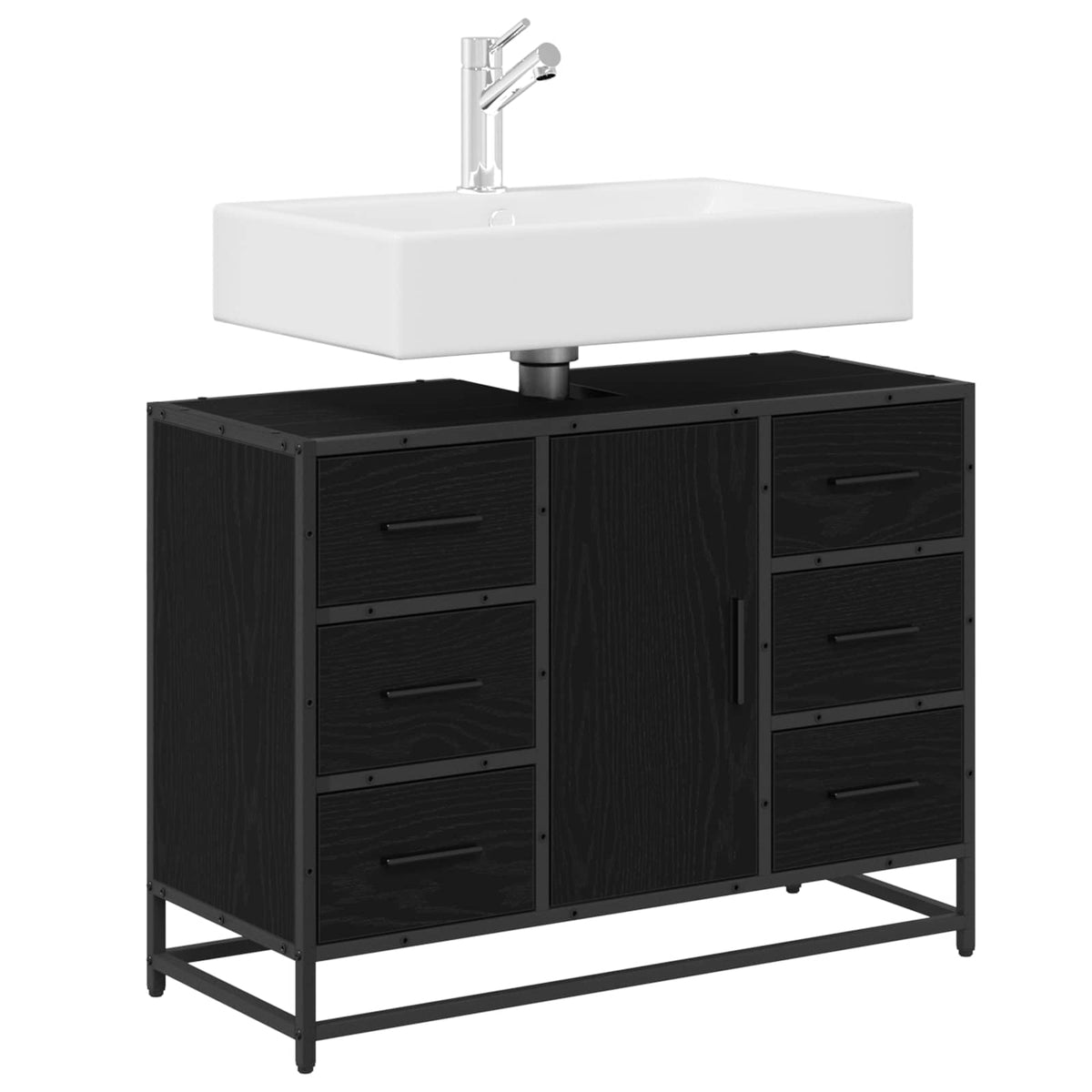 Bathroom Cabinet 80 x 33 x 60 cm Engineered Wood Black oak