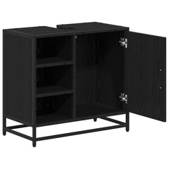 vidaXL Bathroom Cabinet Black Oak 65 x 33 x 60 cm Engineered Wood 5