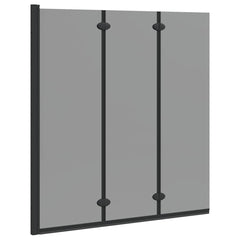 Bath Shower Screen Black 130 x 138 cm Tempered Glass Dark transparent