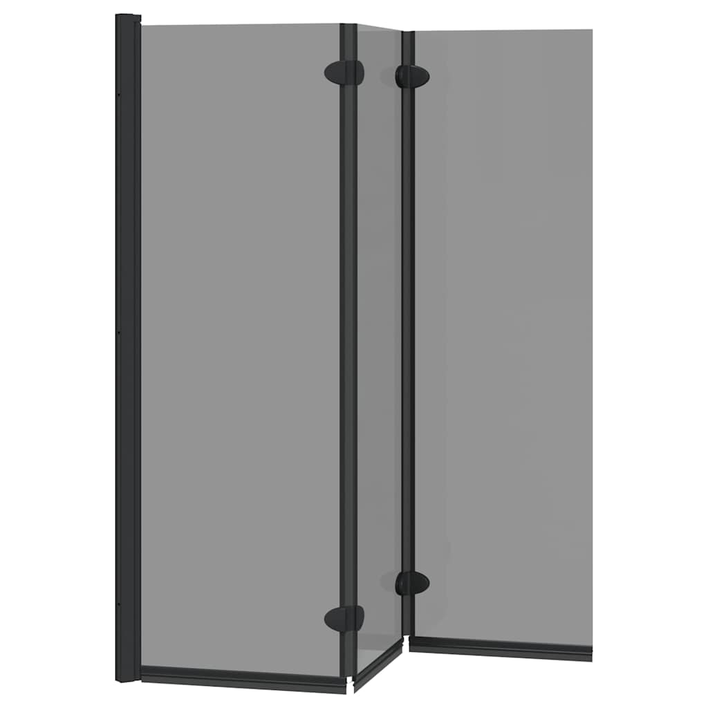 Bath Shower Screen Black 130 x 138 cm Tempered Glass Dark transparent