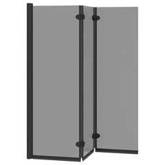 Bath Shower Screen Black 130 x 138 cm Tempered Glass Dark transparent