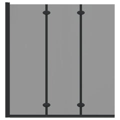 Bath Shower Screen Black 130 x 138 cm Tempered Glass Dark transparent