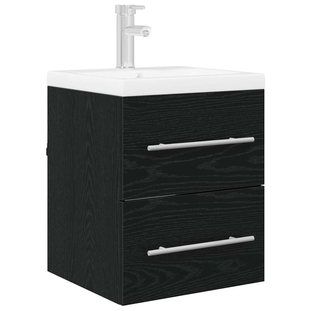 vidaXL Sink cabinet Black Oak 38.5 x 41 x 48 cm Engineered Wood 3