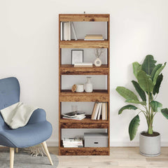 vidaXL Book Cabinet 5-Tier 60 x 30 x 166 cm Engineered Wood Old wood 4
