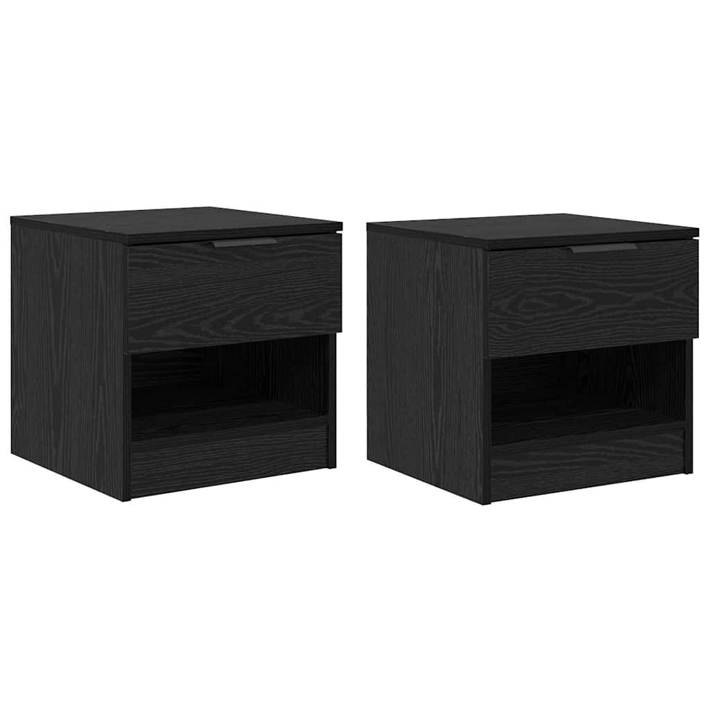 vidaXL Bed Cabinet 2 pcs Black Oak 40 x 39 x 40cm Engineered Wood 2