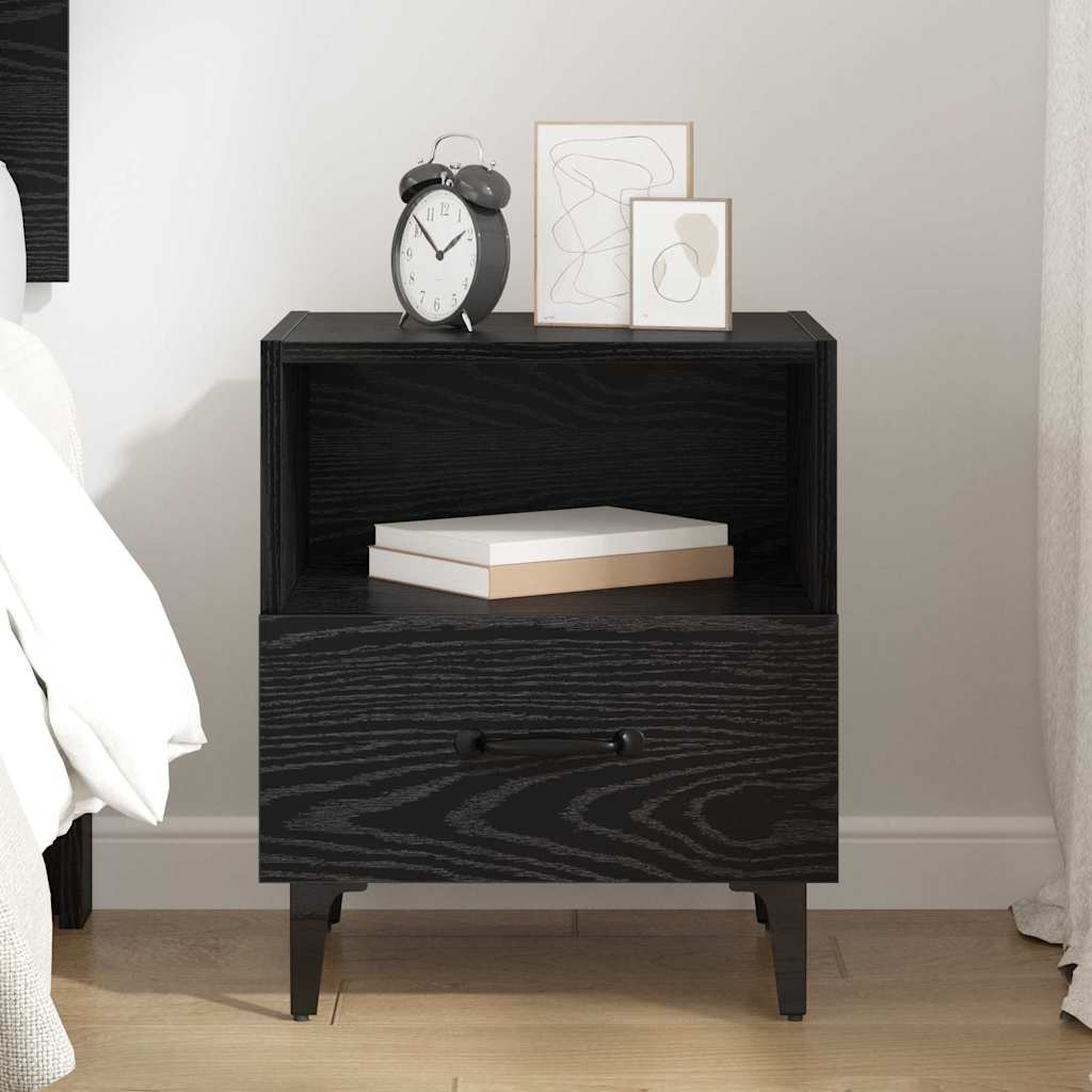 vidaXL Bedside Cabinet Black Oak 40 x 35 x 47.5 cm Engineered Wood 4