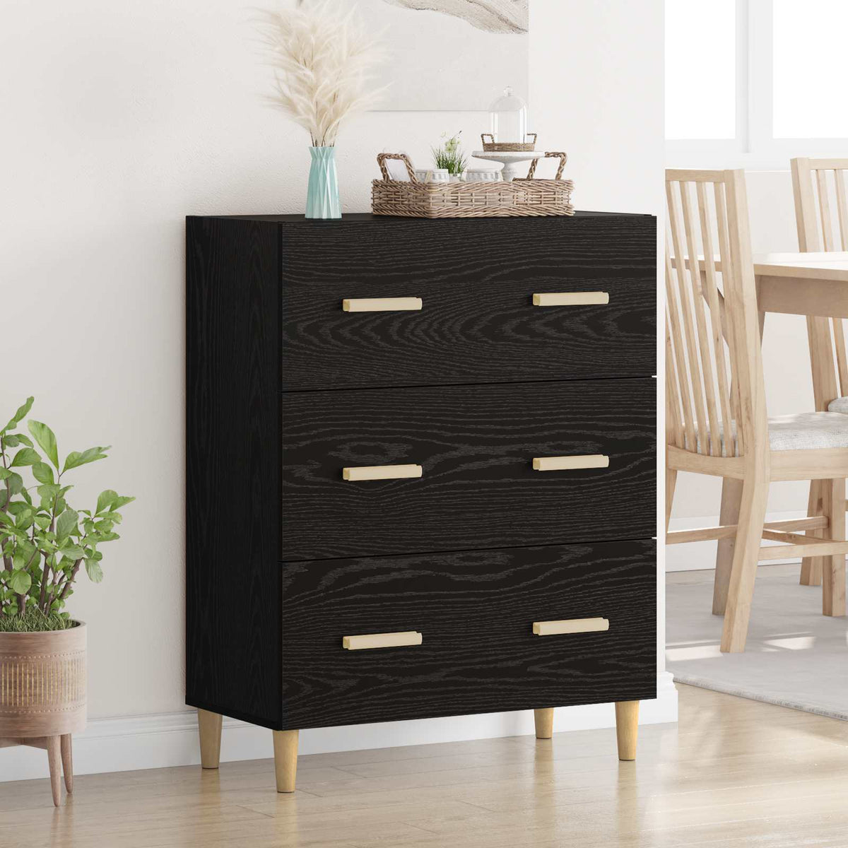 Sideboard 70x34x90 cm Engineered Wood Black oak