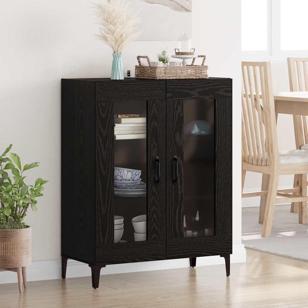vidaXL Sideboard Black Oak 69.5 x 34 x 90 cm Engineered Wood and Iron 1