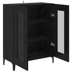 vidaXL Sideboard Black Oak 69.5 x 34 x 90 cm Engineered Wood and Iron 5