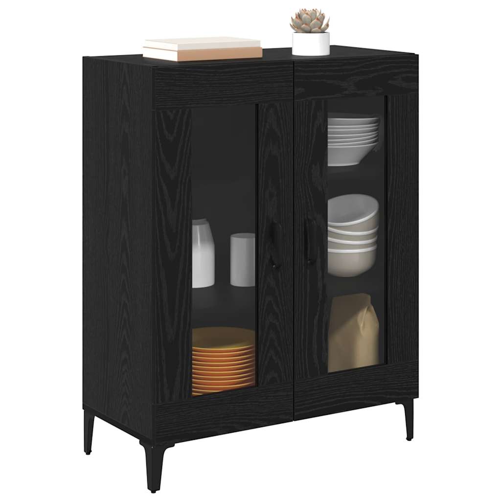 vidaXL Sideboard Black Oak 69.5 x 34 x 90 cm Engineered Wood and Iron 3