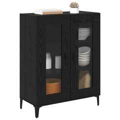 vidaXL Sideboard Black Oak 69.5 x 34 x 90 cm Engineered Wood and Iron 3