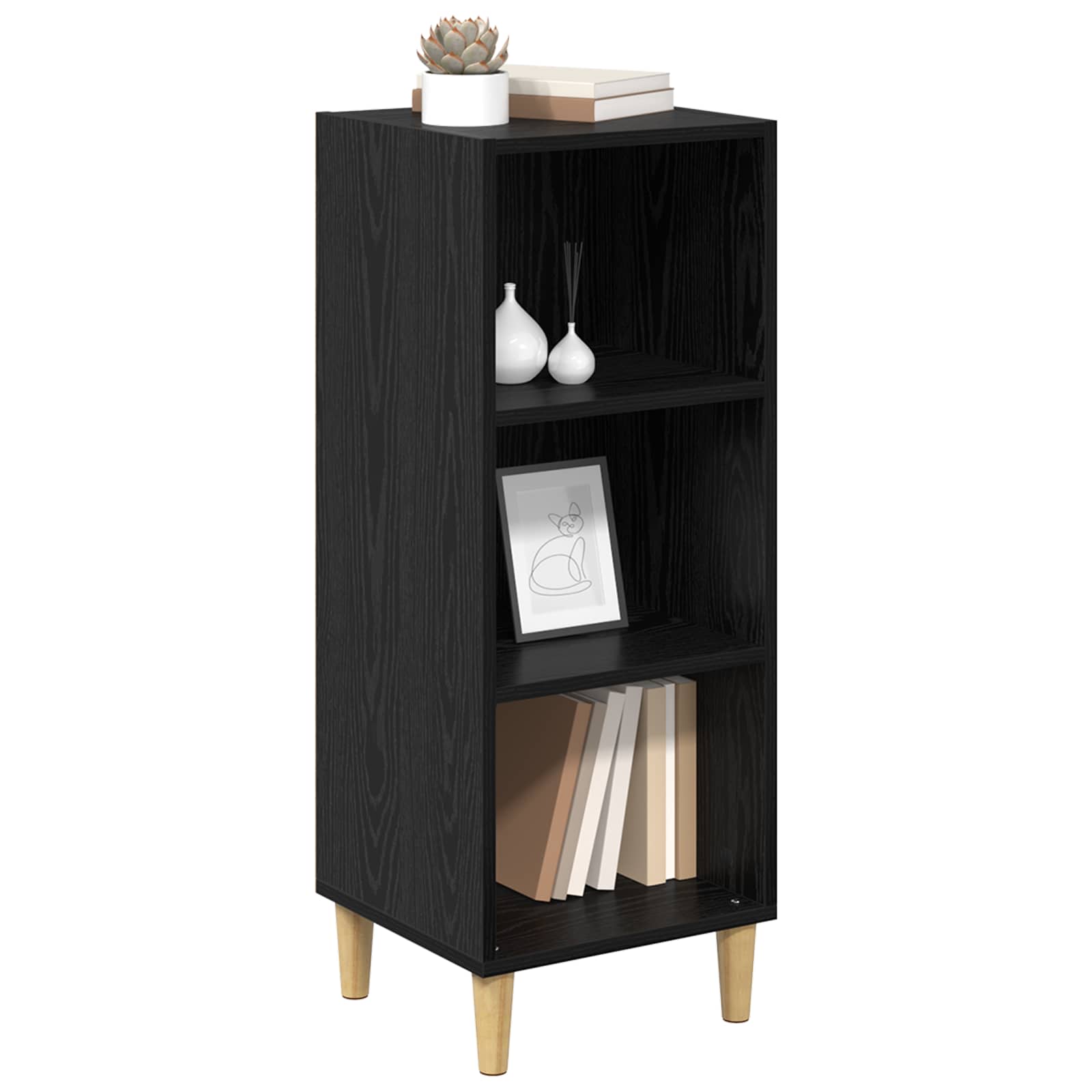 vidaXL Sideboard Black Oak 34.5 x 32.5 x 90 cm Engineered Wood 3
