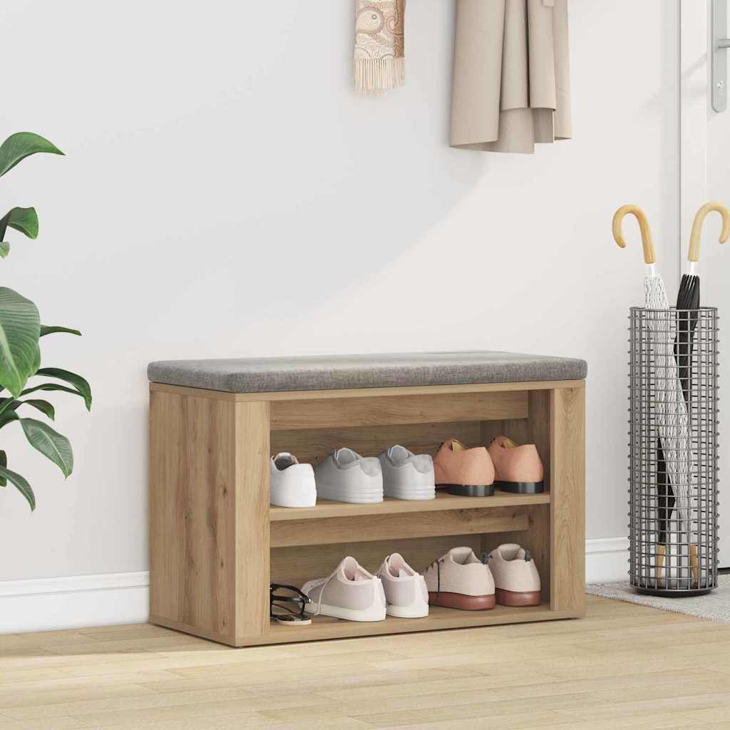 vidaXL Shoe Rack 75 x 35 x 45 cm Engineered Wood Artisan oak 1