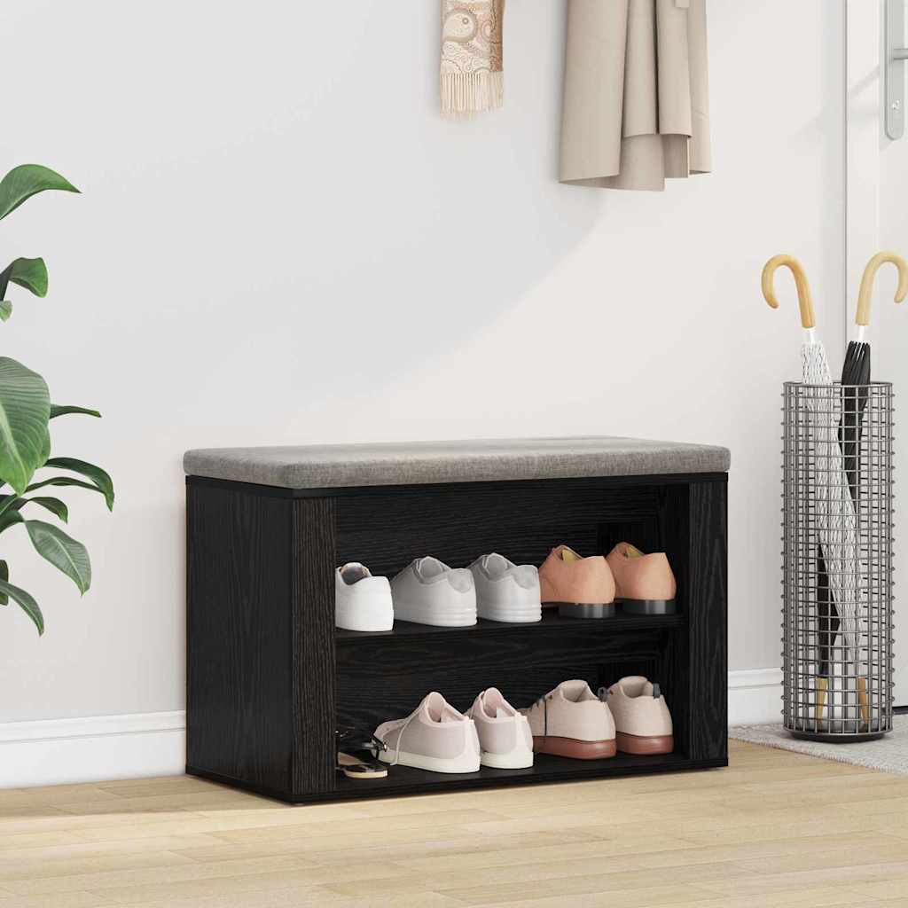 vidaXL Shoe Rack 75 x 35 x 45 cm Engineered Wood Black oak 1