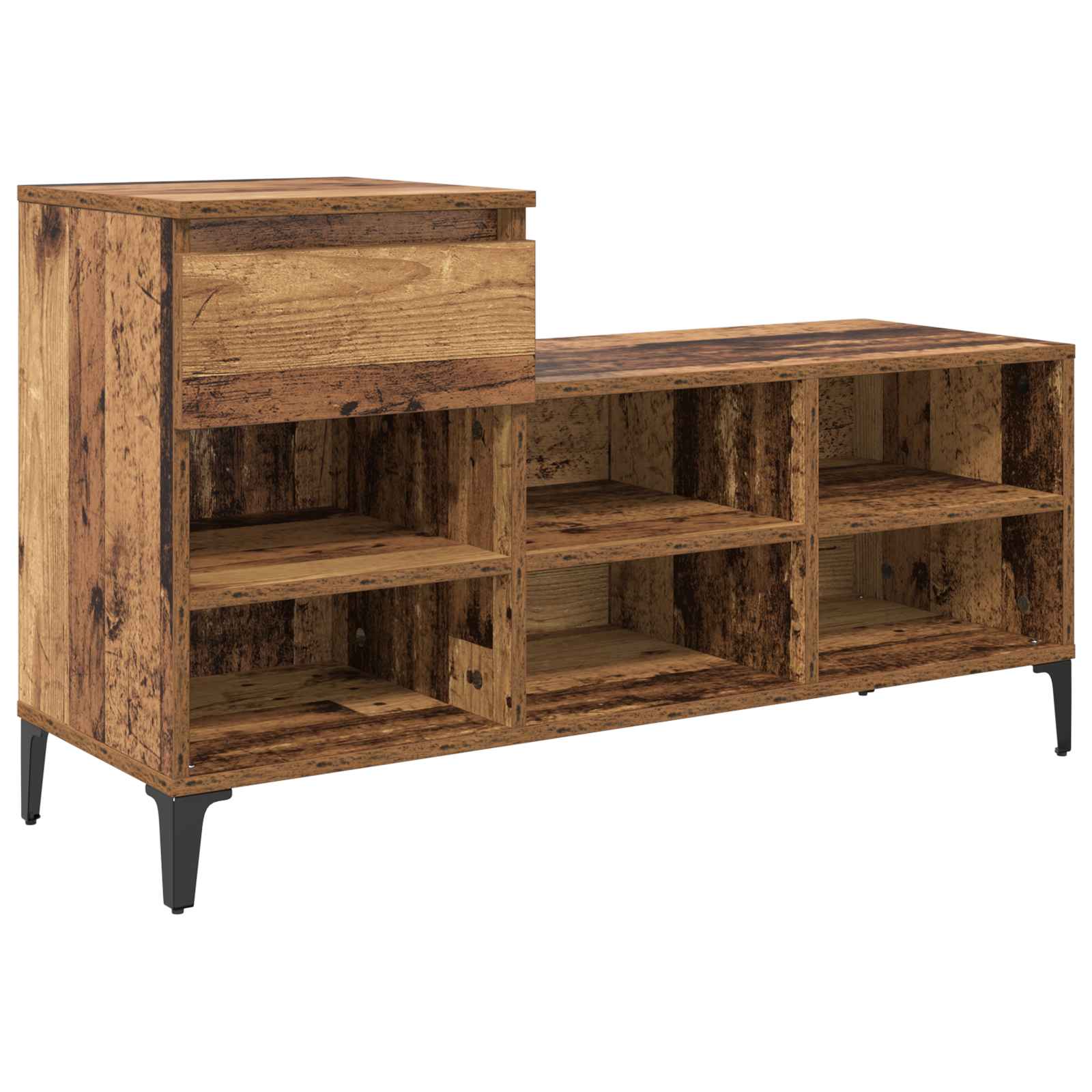 vidaXL Shoe Cabinet 102 x 36 x 60 cm Engineered Wood Old Wood 2