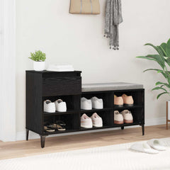 vidaXL Shoe Cabinet 102 x 36 x 60 cm Engineered Wood Black Oak 4