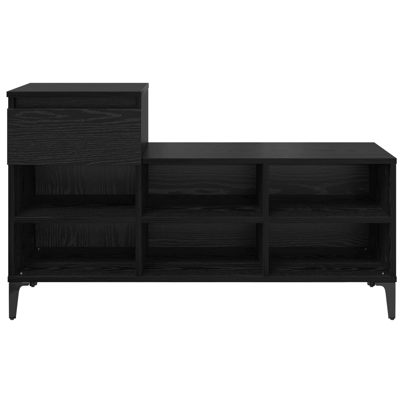 vidaXL Shoe Cabinet 102 x 36 x 60 cm Engineered Wood Black Oak 6