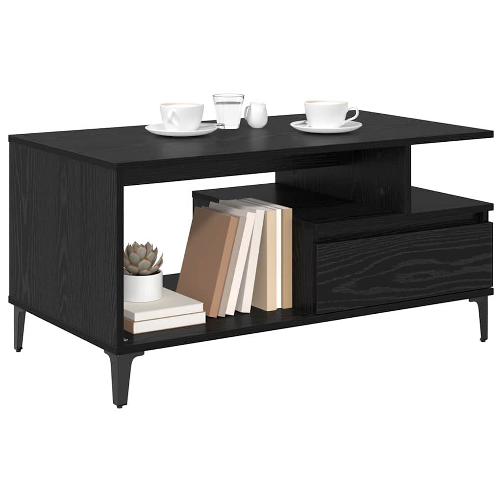Coffee Table 90x49x45 cm Engineered Wood Black oak