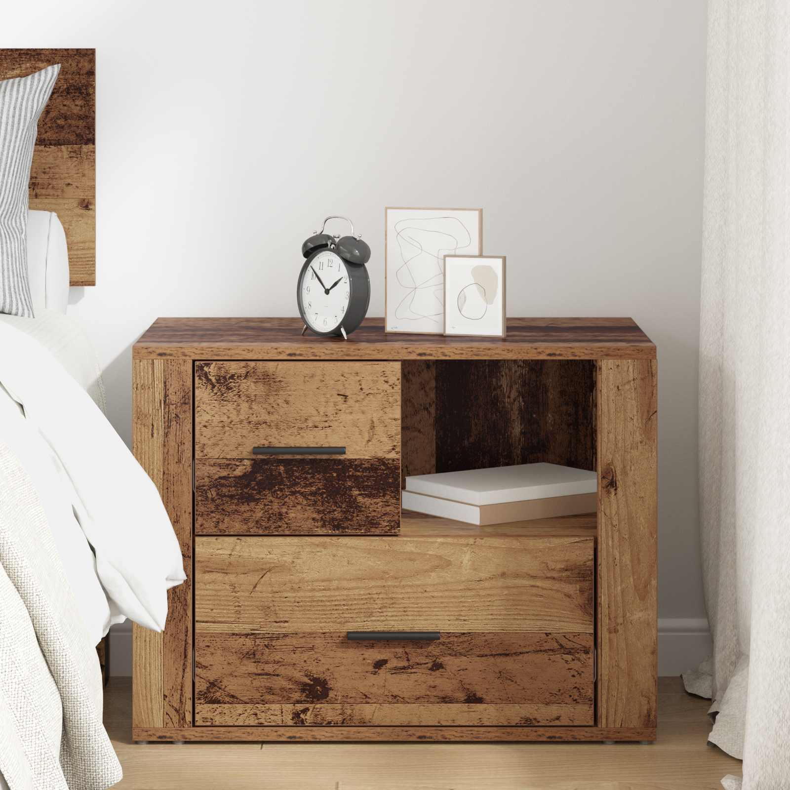 vidaXL Bedside Cabinet Old Wood 35 x 60 x 50 cm Engineered Wood 4