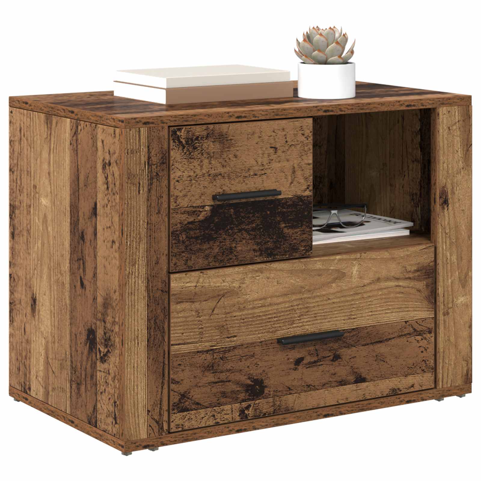 vidaXL Bedside Cabinet Old Wood 35 x 60 x 50 cm Engineered Wood 3