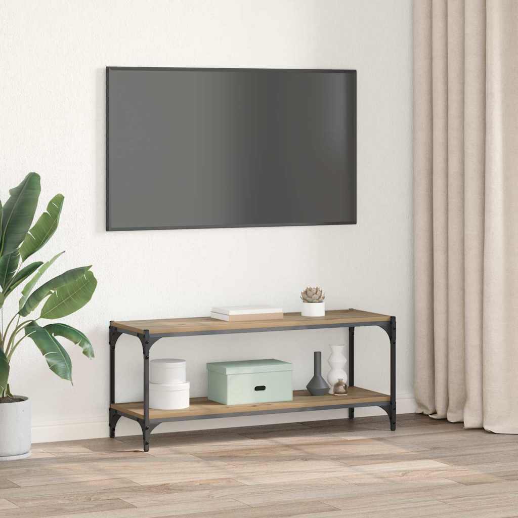 vidaXL TV Cabinet 2-Tier 100 x 33 x 41 cm Engineered Wood and Iron 4