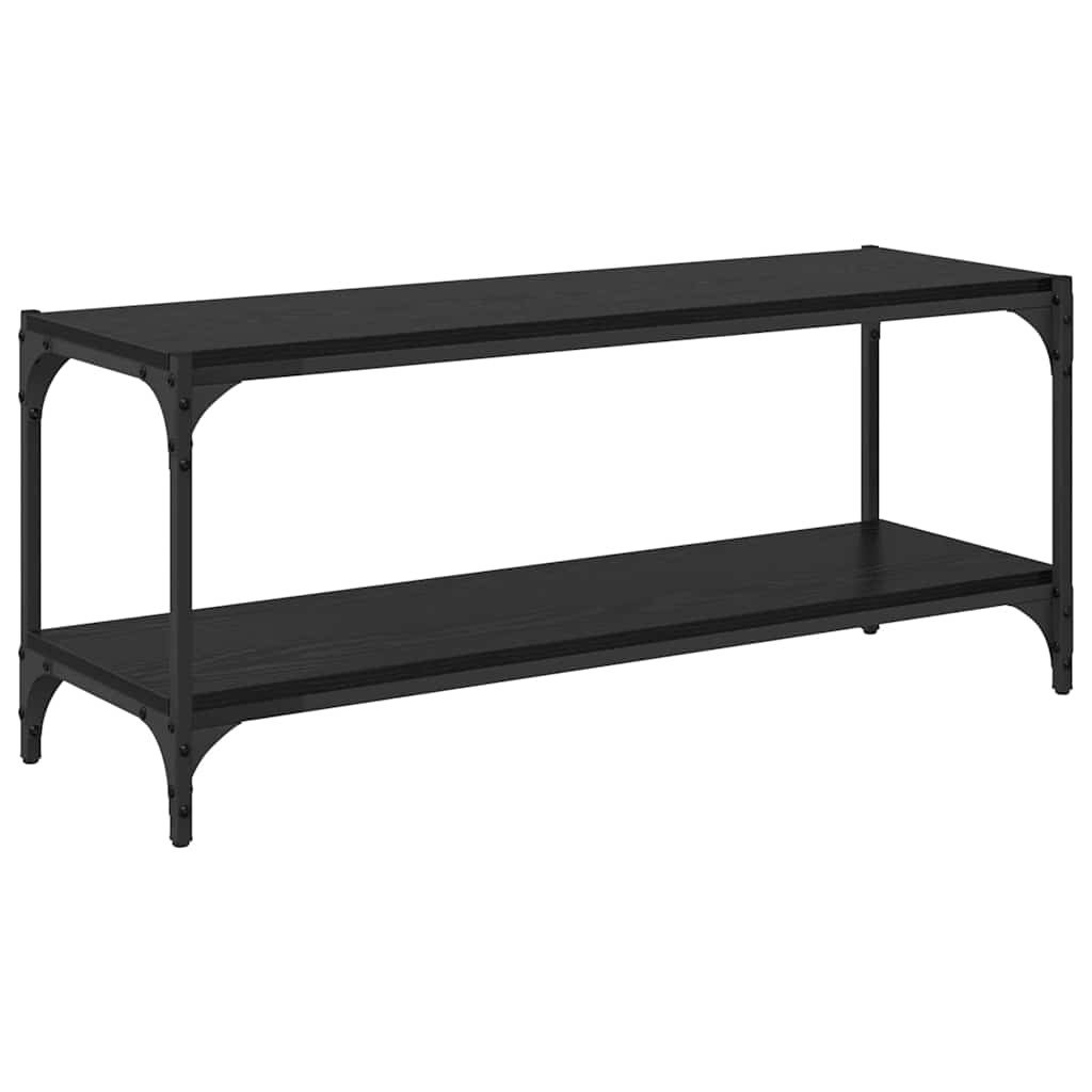 vidaXL TV Cabinet Black Oak 100 x 33 x 41 cm Engineered Wood and Iron 2