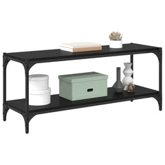 vidaXL TV Cabinet Black Oak 100 x 33 x 41 cm Engineered Wood and Iron 3