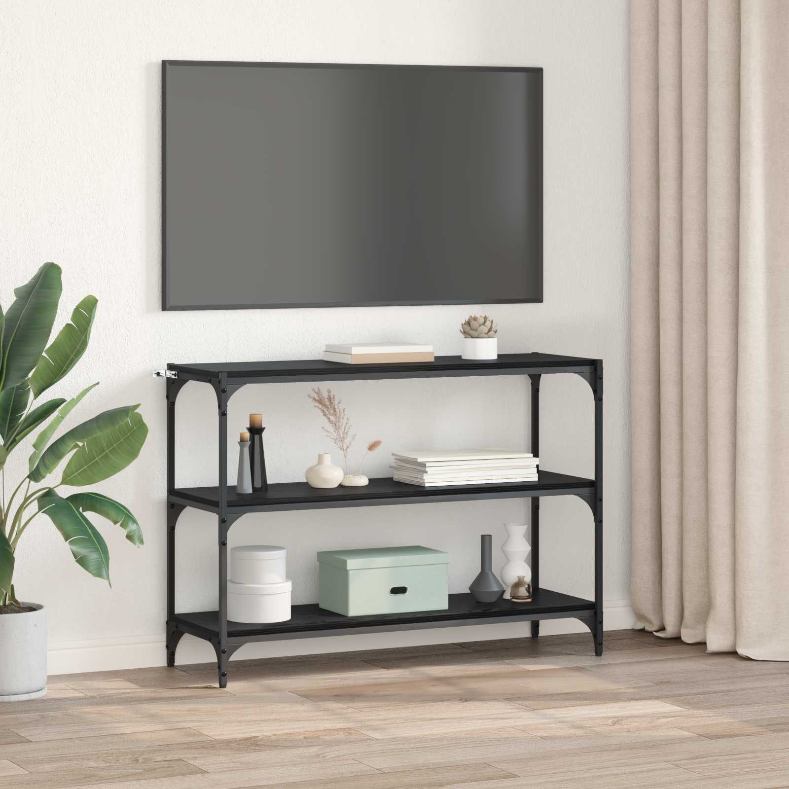 vidaXL Book Cabinet Black oak 100 x 33 x 70.5 cm Engineered wood 4