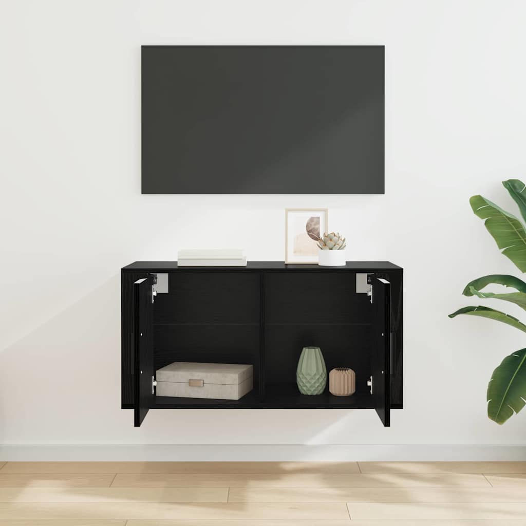 vidaXL 80 x 34.5 x 40 cm Black Oak Engineered Wood 4