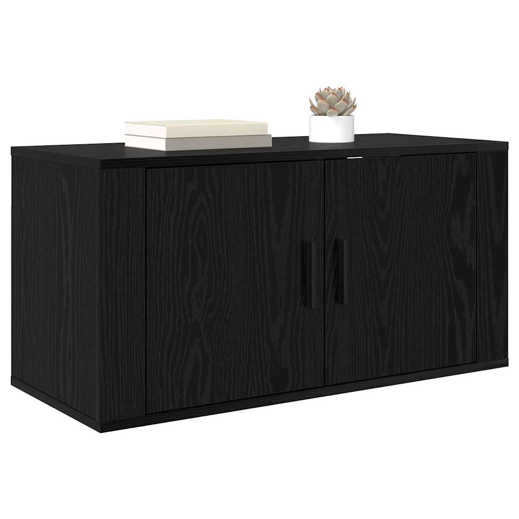 vidaXL 80 x 34.5 x 40 cm Black Oak Engineered Wood 3