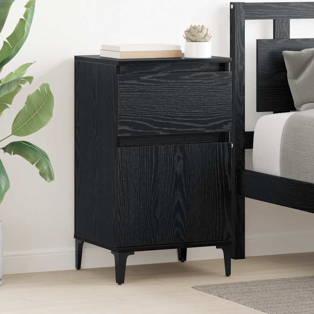 vidaXL Bedside Cabinet Black Oak 40 x 35 x 70 cm Engineered Wood 1