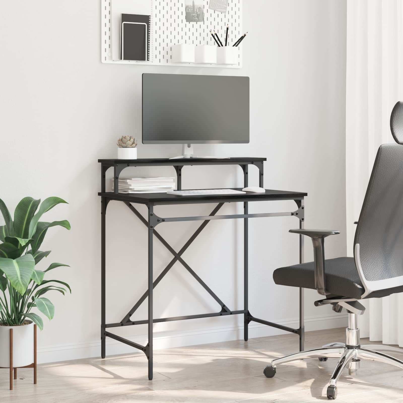 vidaXL Desk Black Oak 80 x 50 x 90 cm Engineered Wood 1