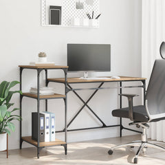 vidaXL Desk with Shelves Engineered Wood&Iron