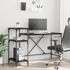 vidaXL Desk with Shelves Engineered Wood&Iron