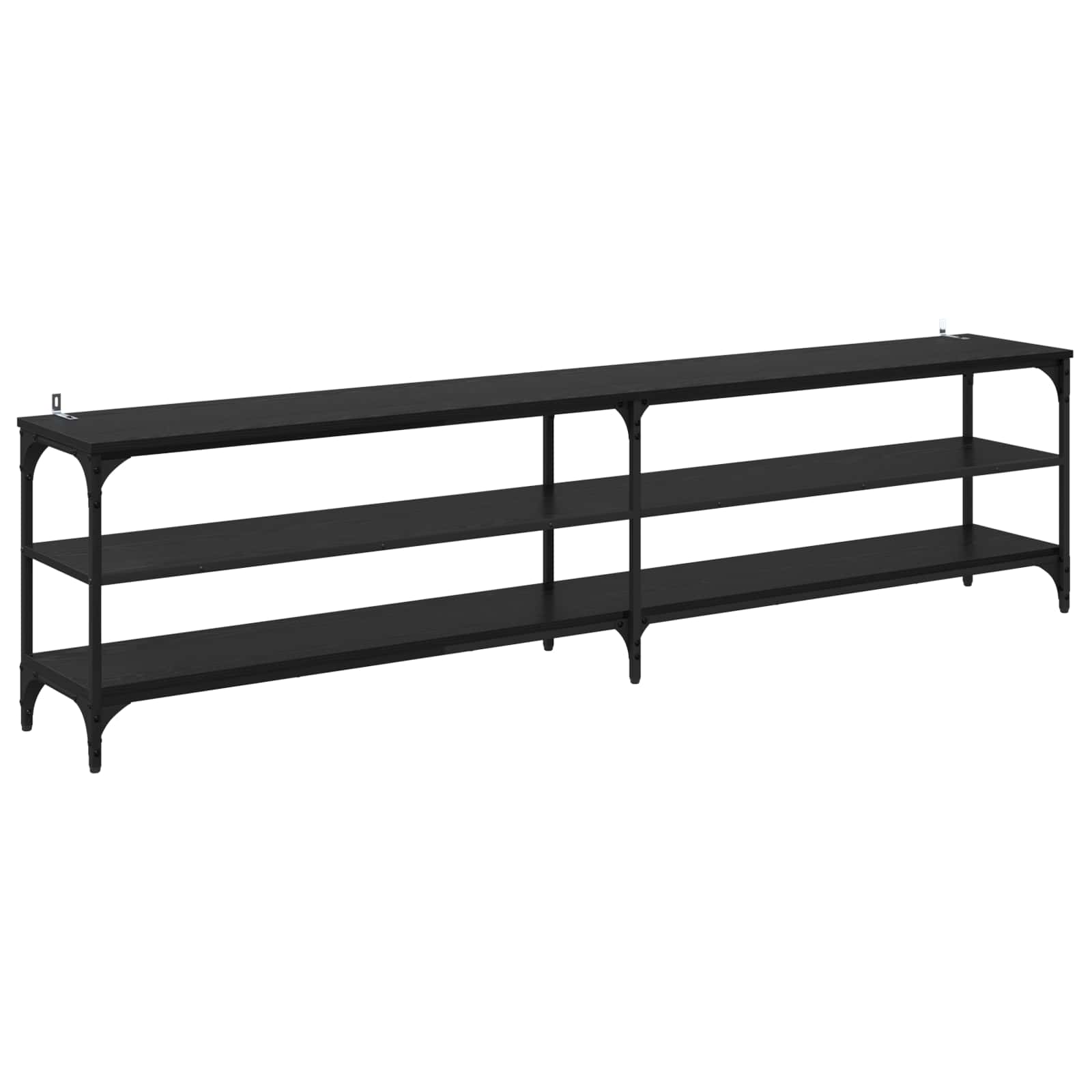 vidaXL TV Cabinet 200 x 30 x 50 cm Black Oak Engineered Wood and Iron 2