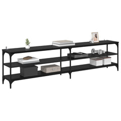 vidaXL TV Cabinet 200 x 30 x 50 cm Black Oak Engineered Wood and Iron 3