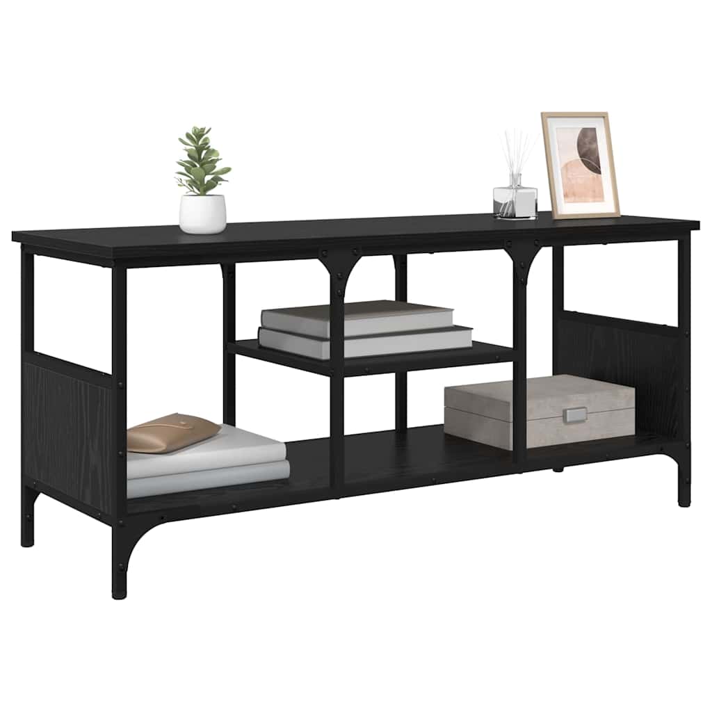 vidaXL TV Cabinet Black Oak 100 x 35 x 45 cm Engineered Wood and Iron 3
