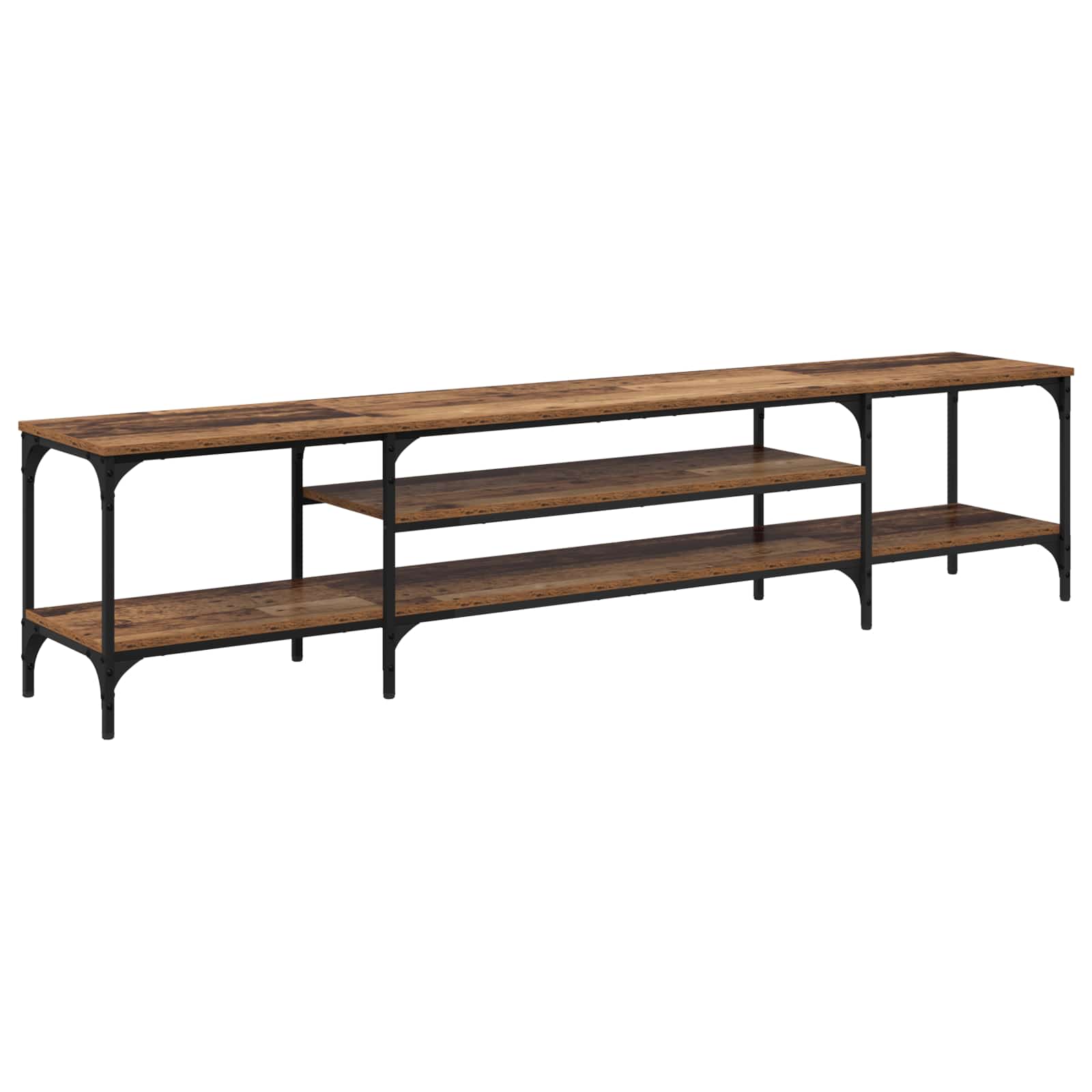 vidaXL TV Cabinet Old Wood 201 x 35 x 45 cm Engineered Wood and Iron 2