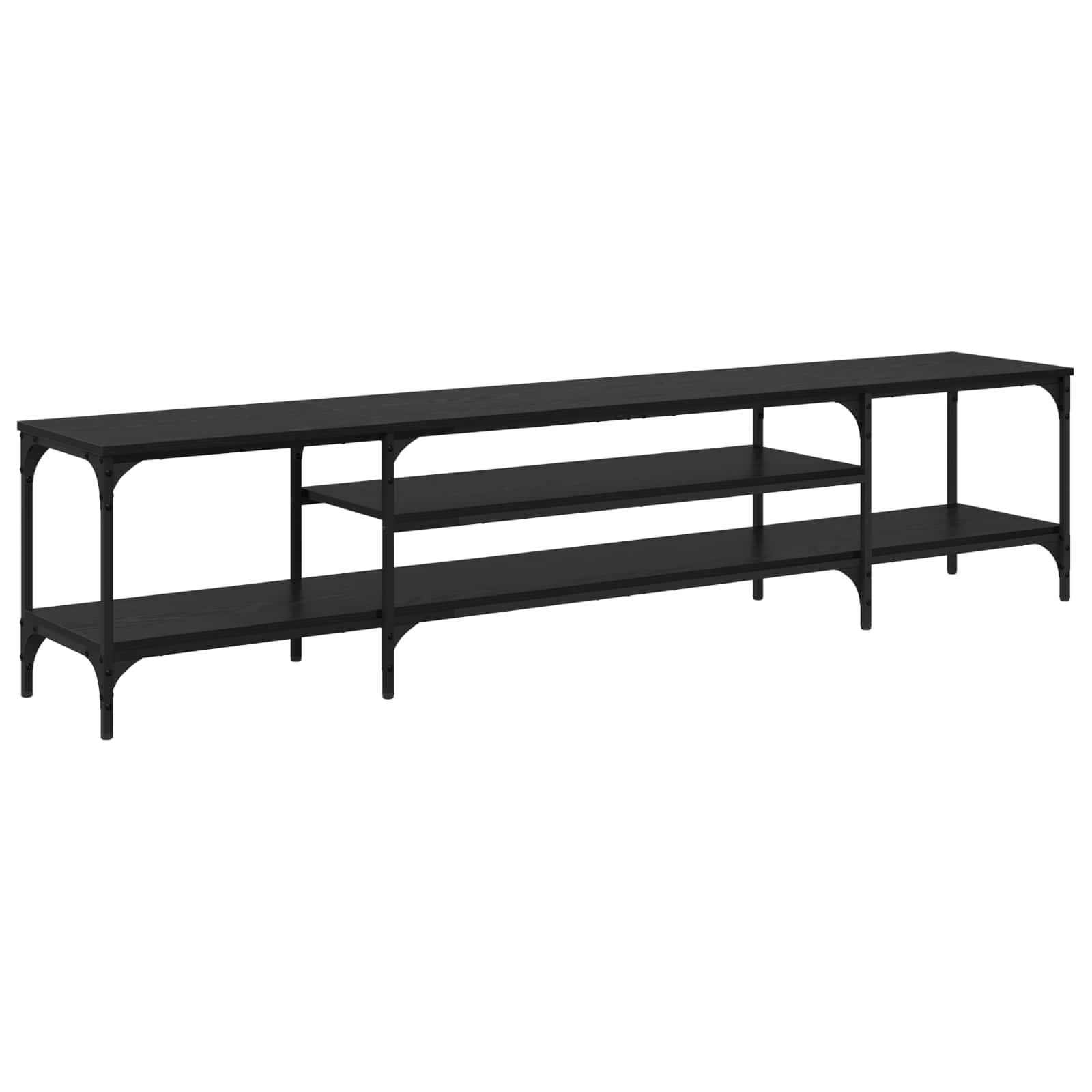 vidaXL TV Cabinet Black Oak 201 x 35 x 45 cm Engineered Wood and Iron 2