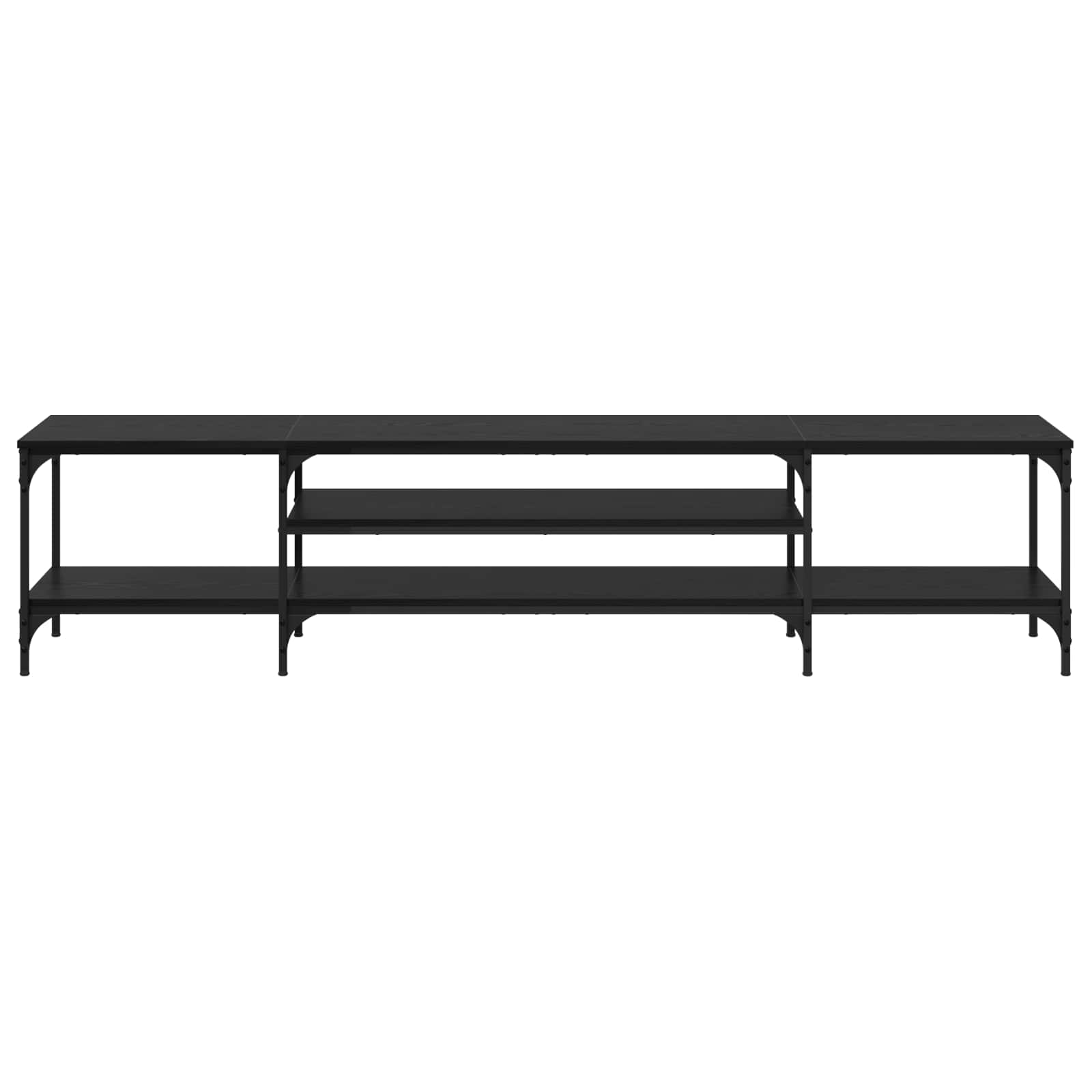 vidaXL TV Cabinet Black Oak 201 x 35 x 45 cm Engineered Wood and Iron 5