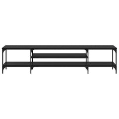 vidaXL TV Cabinet Black Oak 201 x 35 x 45 cm Engineered Wood and Iron 5