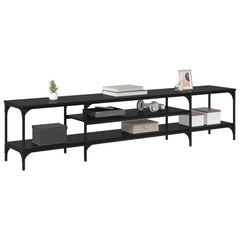 vidaXL TV Cabinet Black Oak 201 x 35 x 45 cm Engineered Wood and Iron 3
